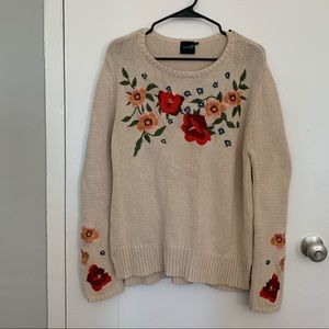 Embroidered Flower Sweater